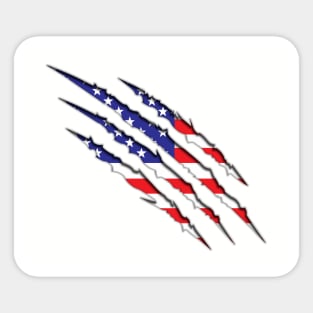 Claw scratch American Flag Sticker